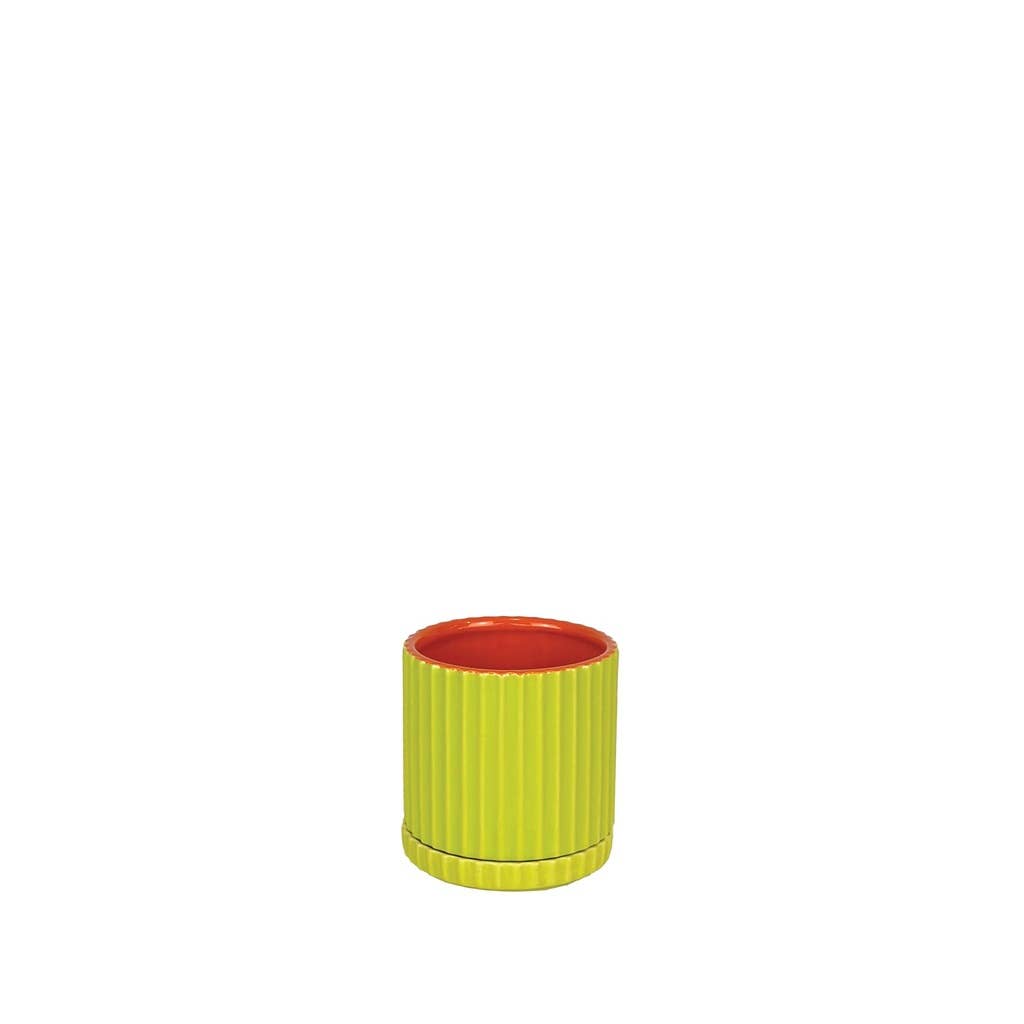 Chartreuse and Orange Caris Pot