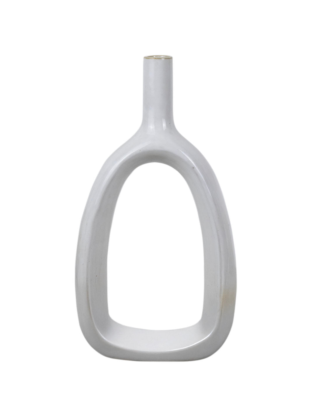 White Sculptural Loop Ceramic Vase - 12"