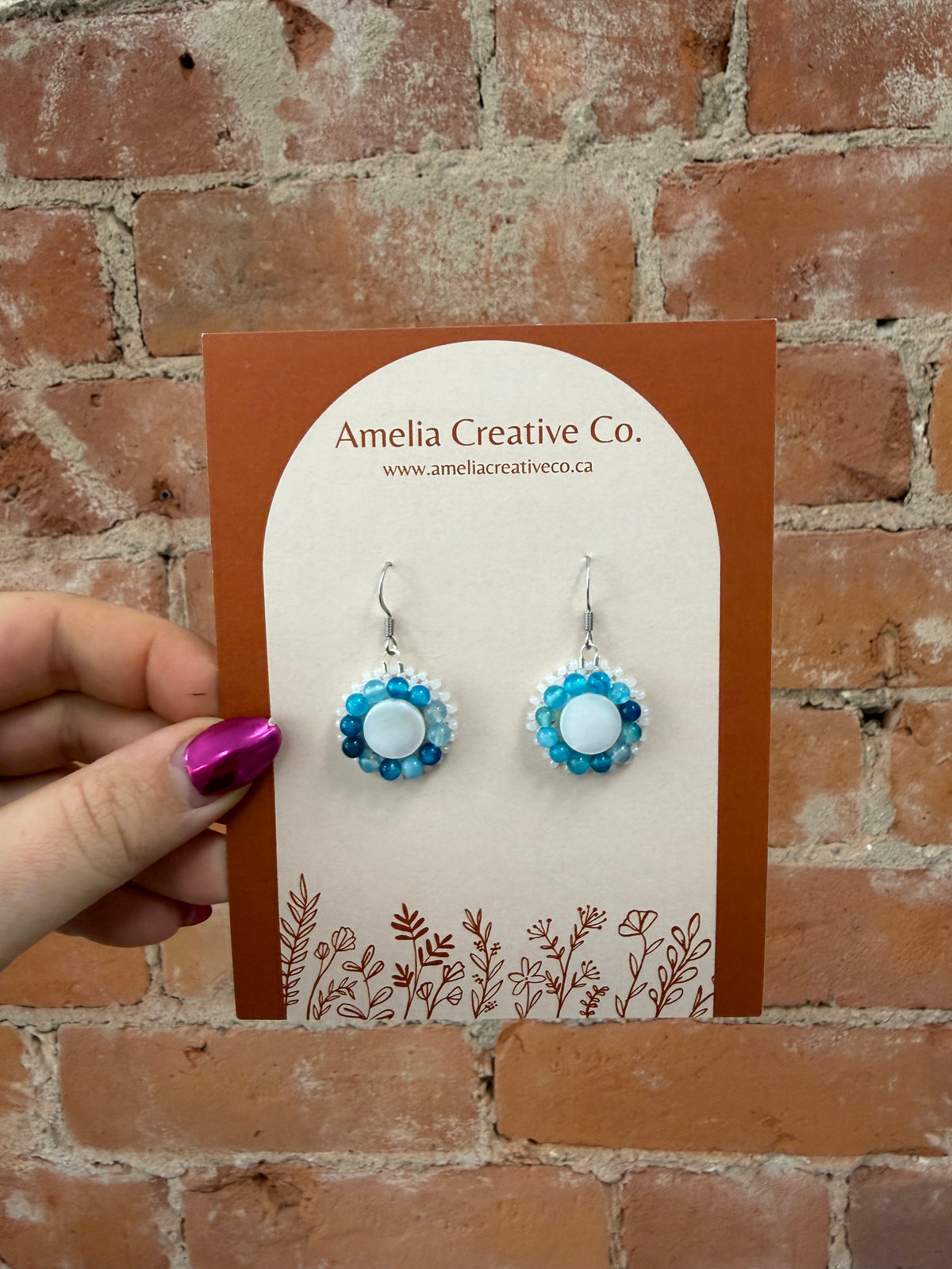 Blue and White Shell Earrings