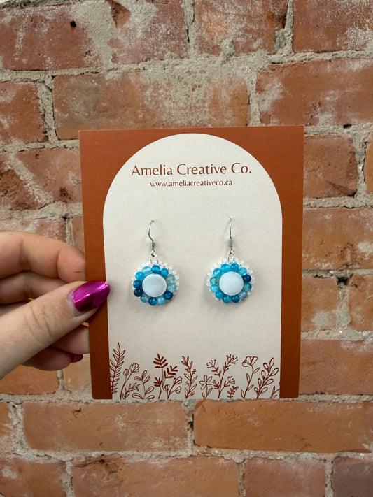 Blue and White Shell Earrings